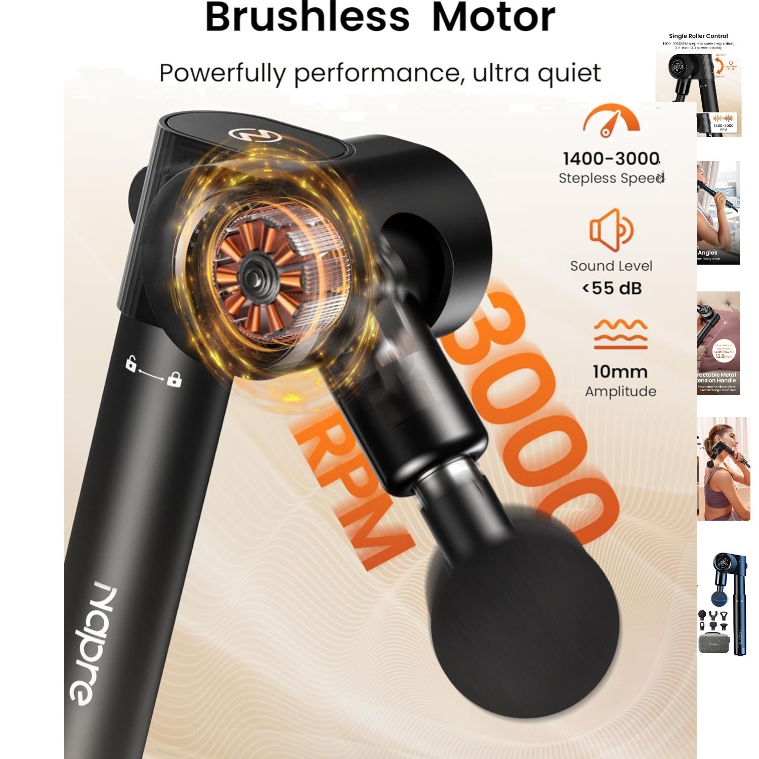 6-Head Cordless Massage Gun with Fast Charging & Powerful Deep Tissue Therapy