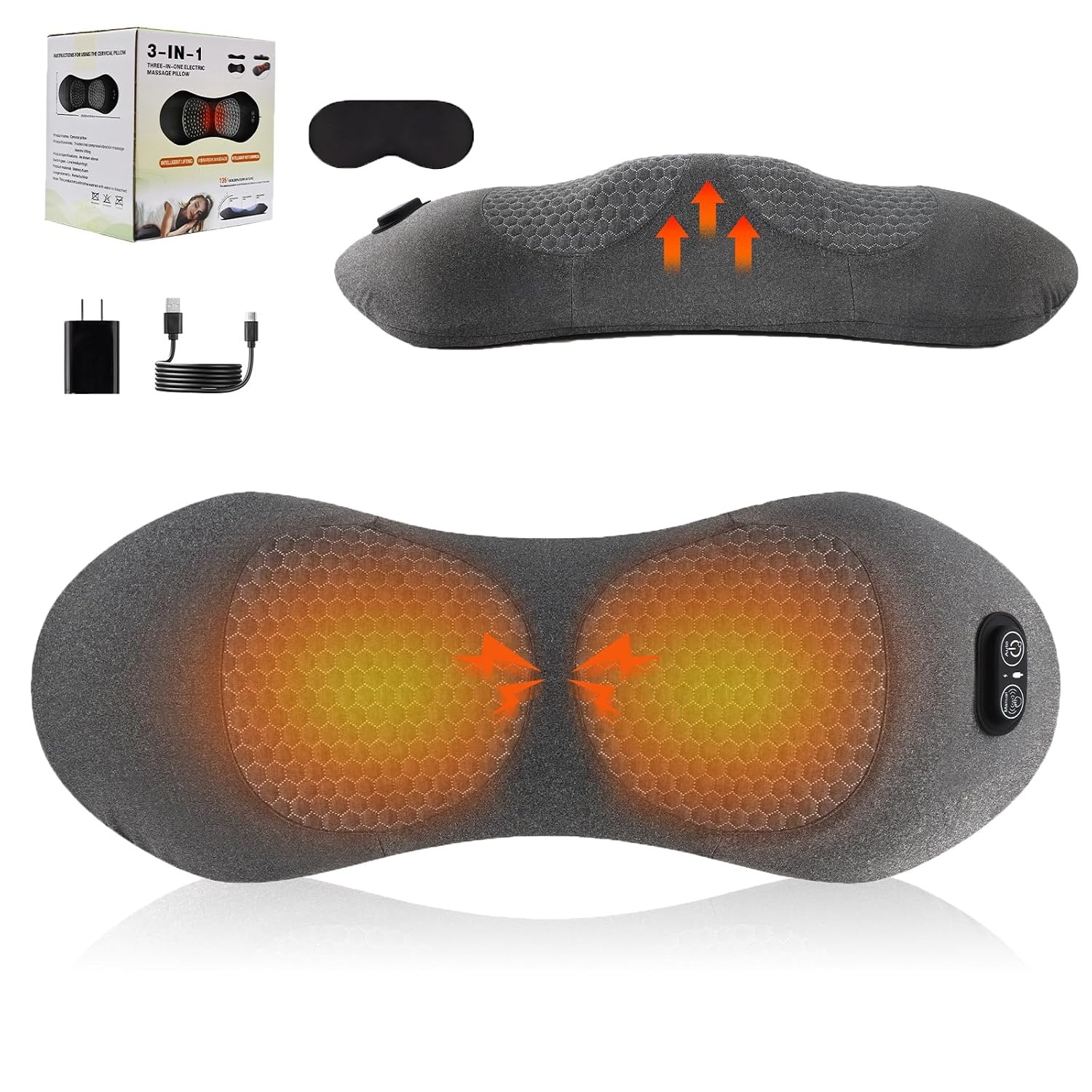 3-in-1 Electric Lumbar Support Pillow, Smooth Spine Triple Fusion Back Massager
