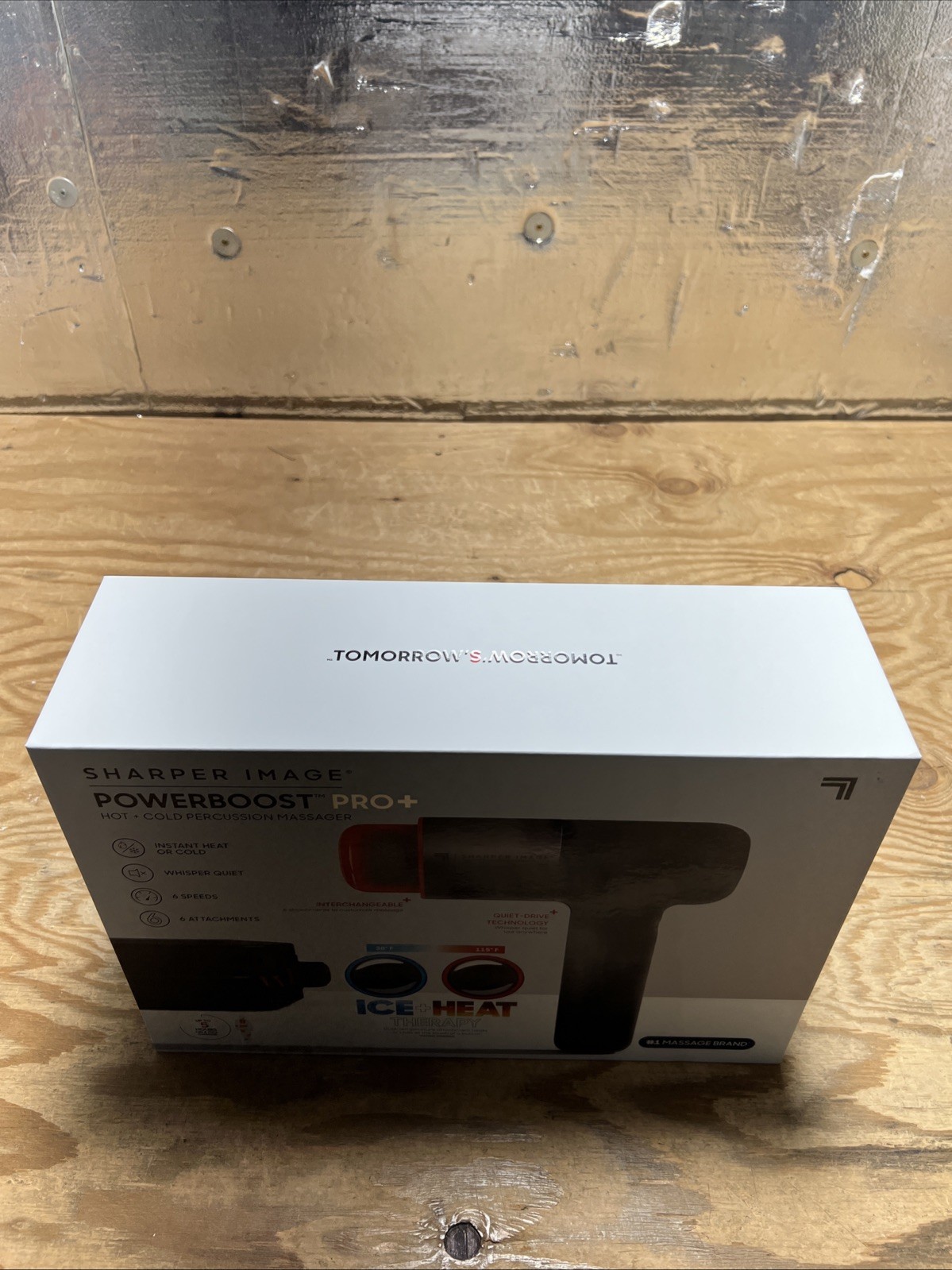SHARPER IMAGE POWERBOOST PRO+. HOT + COLD PERCUSSION MASSAGER ICE+HEAT THERAPY