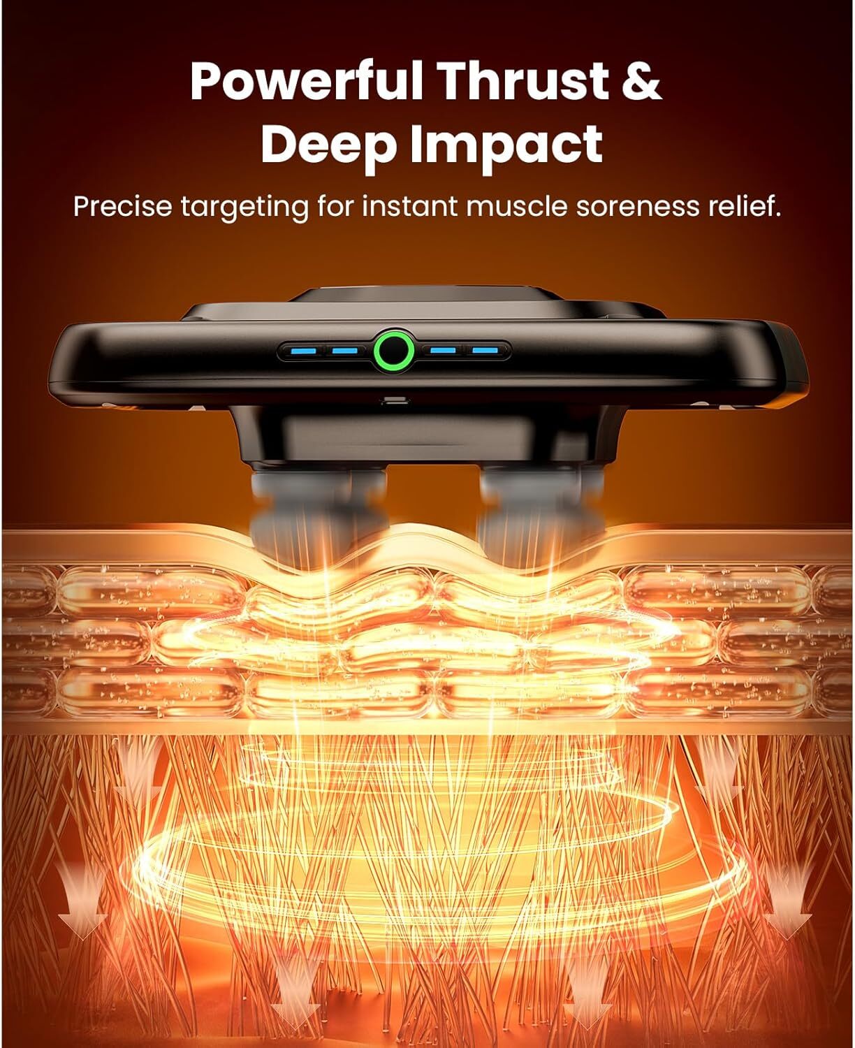 2-in-1 Massage Gun with 4-Head Deeply Relaxed for Back, Leg, Muscle, Athletes