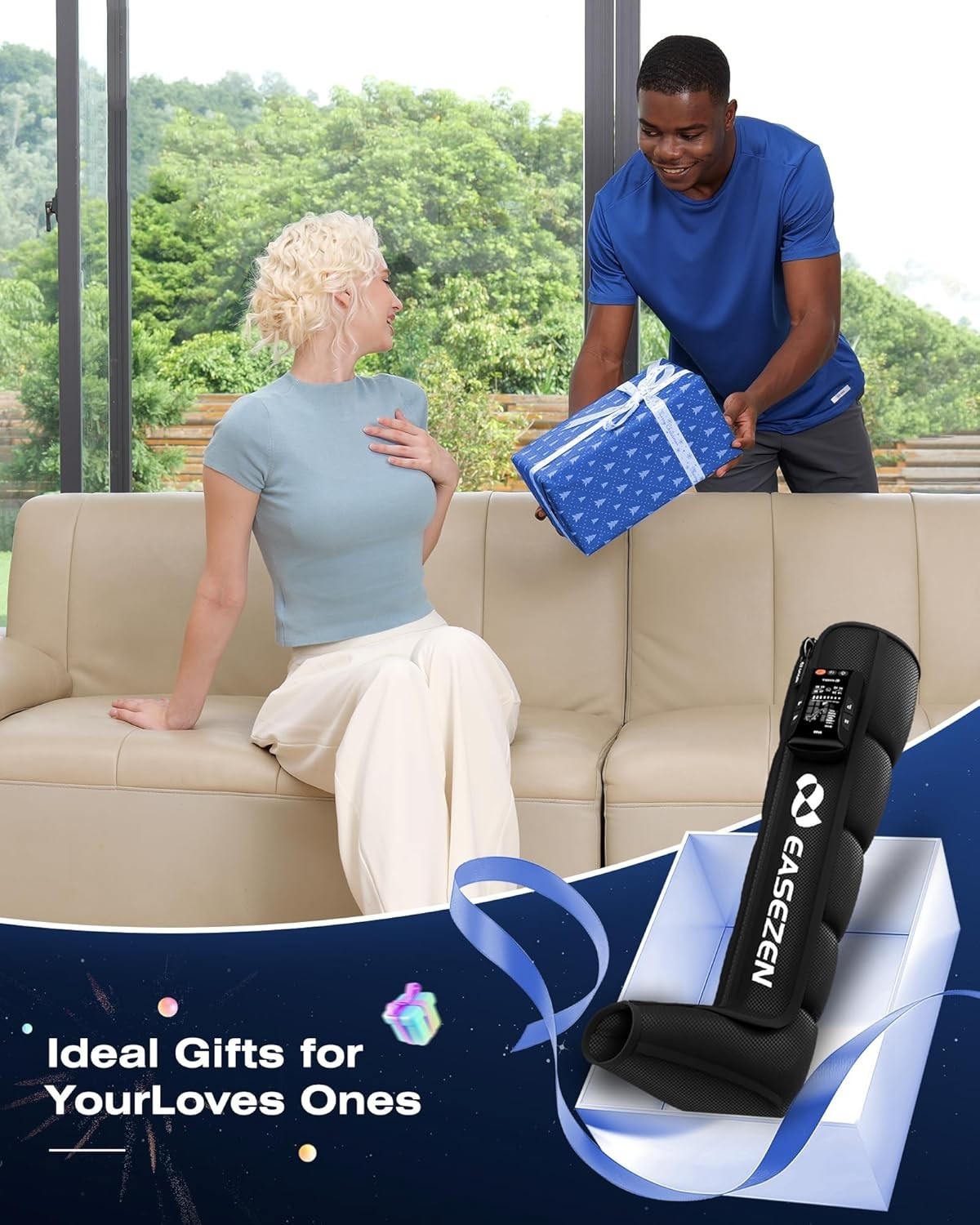 Cordless Leg Compression Massager for Circulation and Pain Relief FSA, 5 Chamber