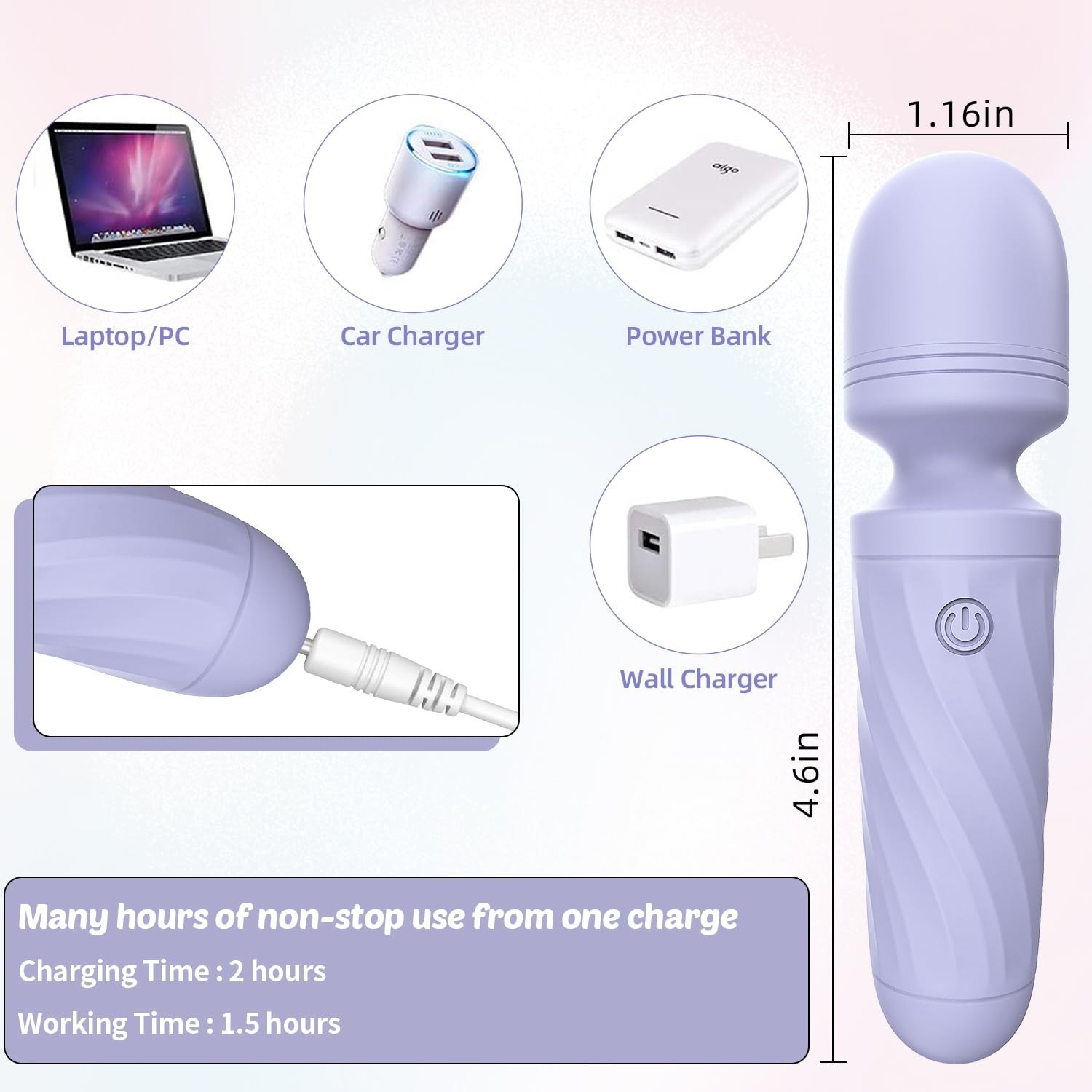 Waterproof Mini Massager Wand with 10 Vibration Settings – Portable Relaxation T