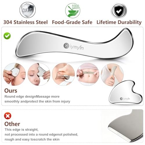 5-in-1 Stainless Steel Massage Tool Set for Muscle Relief & Gua Sha Therapy, 5PC