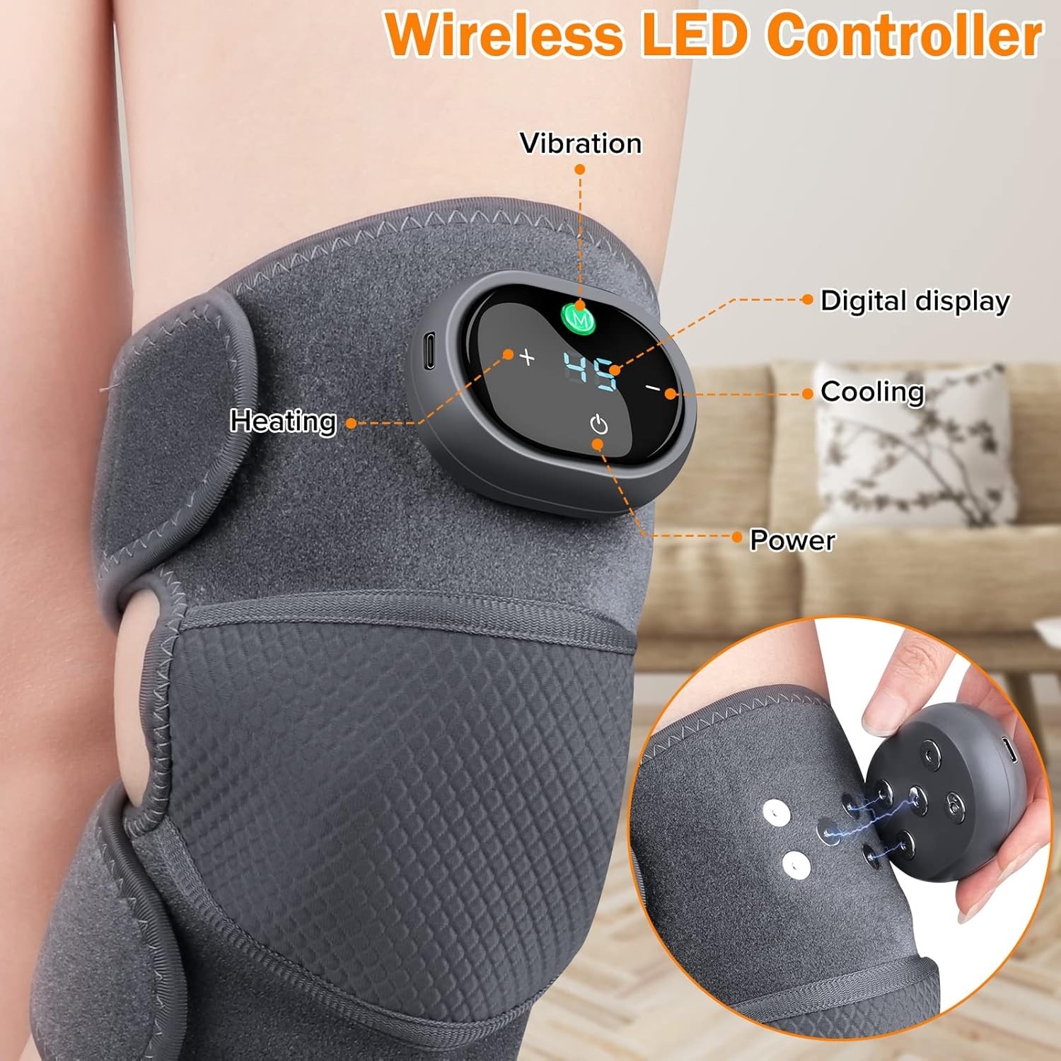 Heating Knee Massager, Knee Shoulder Elbow 3-in-1 Heating Vibration Massager