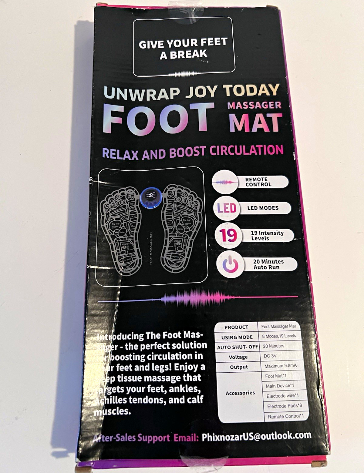 Newday EMS Foot Massage Mat w/ Remote, LED Modes, 19 Levels, USB, Auto Off