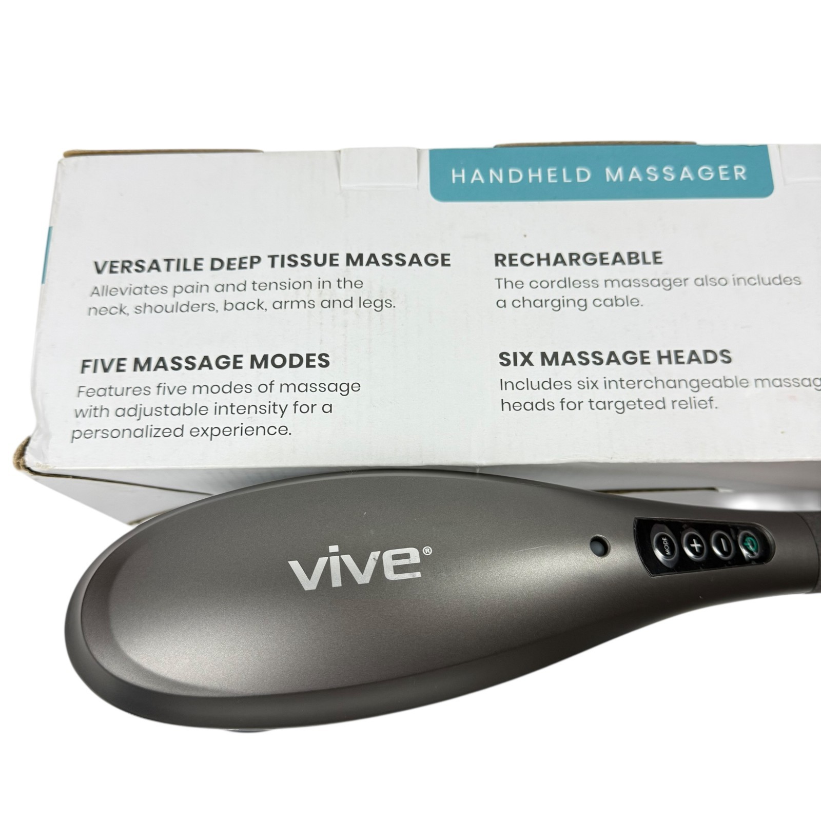 Vive Handheld Deep Tissue Percussion Massaging Wand Rechargeable