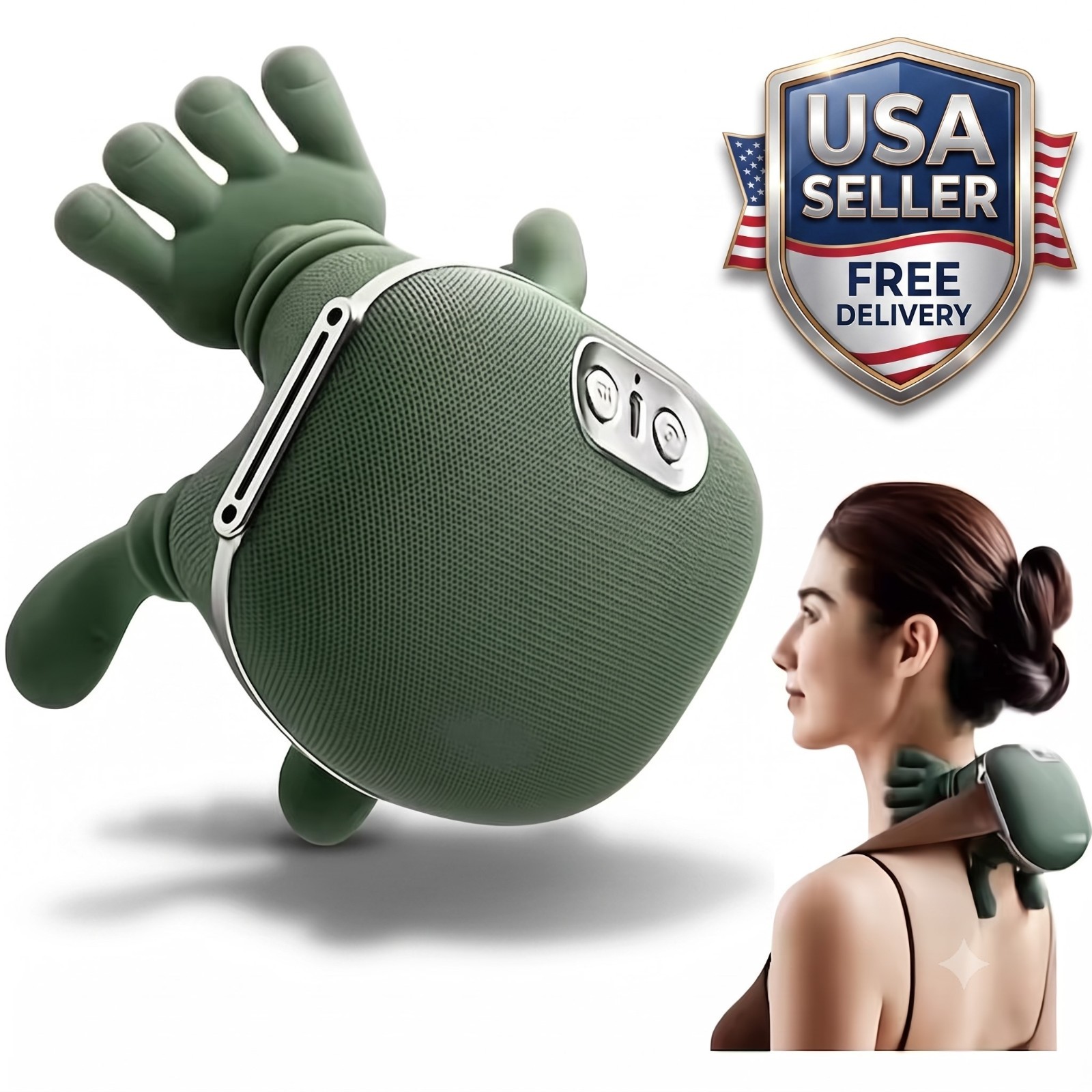 Electric 4D Shiatsu Neck Shoulder Massager Deep Kneading Heat Pain Relief Back
