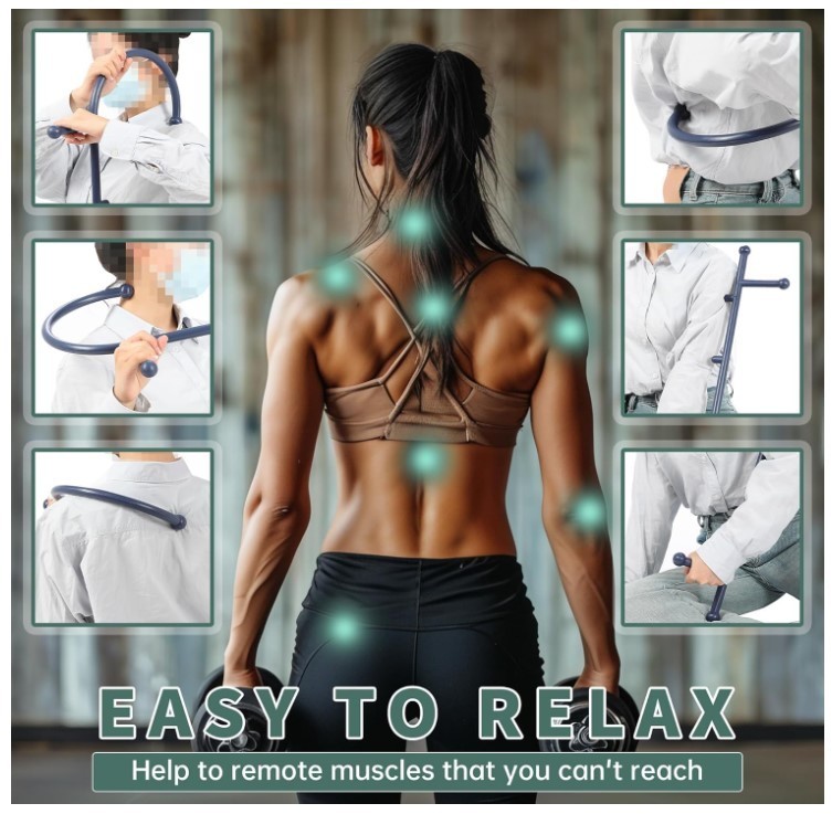 Blue Manual Massager Hook Muscle Relax Tool Self Massage Therapy Fibromyalgia