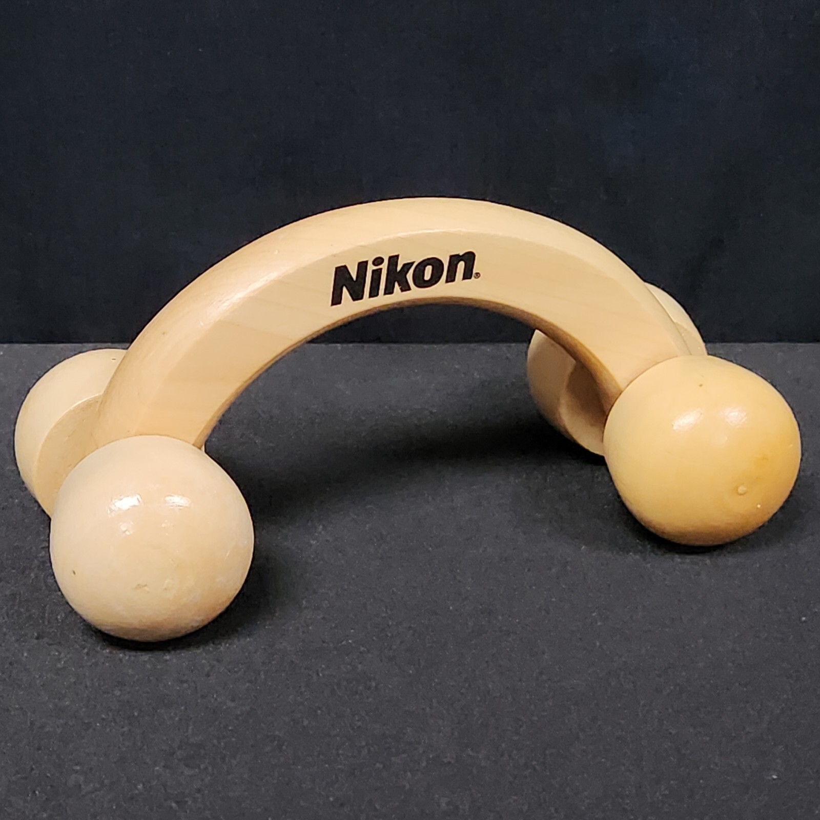 Nikon Camera Brand Back Massage Roller Rolling Wood Wooden Promo Advertisement