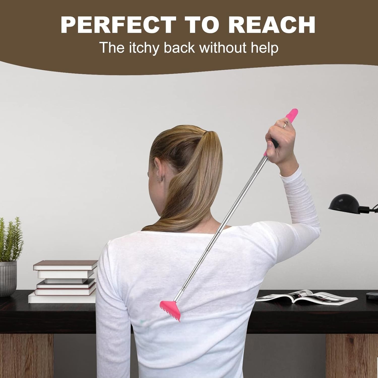 3 Pack Extendable Back Scratcher Telescoping Stainless Steel Rubber Handle