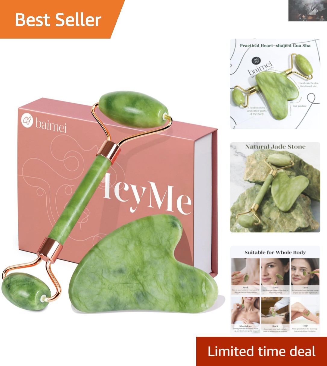 Refresh and Lift with IcyMe Gua Sha & Jade Roller Set – Ideal for All Skin Types