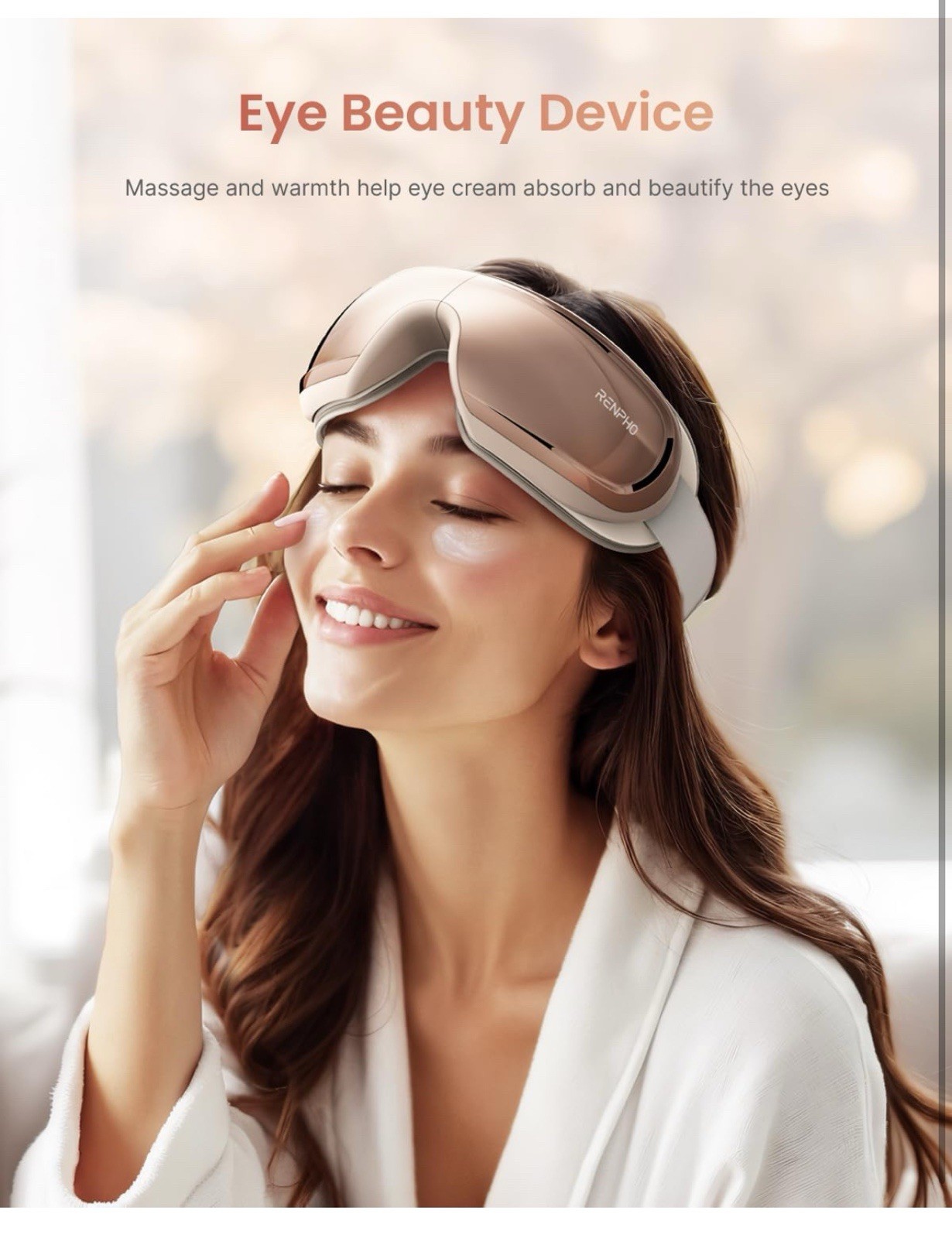 RENPHO Eye Massager Eyeris 3 With Heat and Cooling + Voice Control & Ice Pack