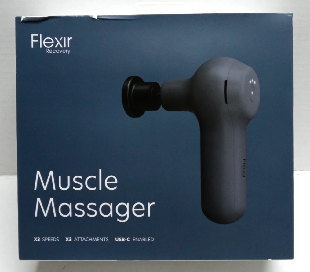 Flexir Recovery Modern Portable Muscle Massager Gun Back Pain Relief 3 Heads NEW