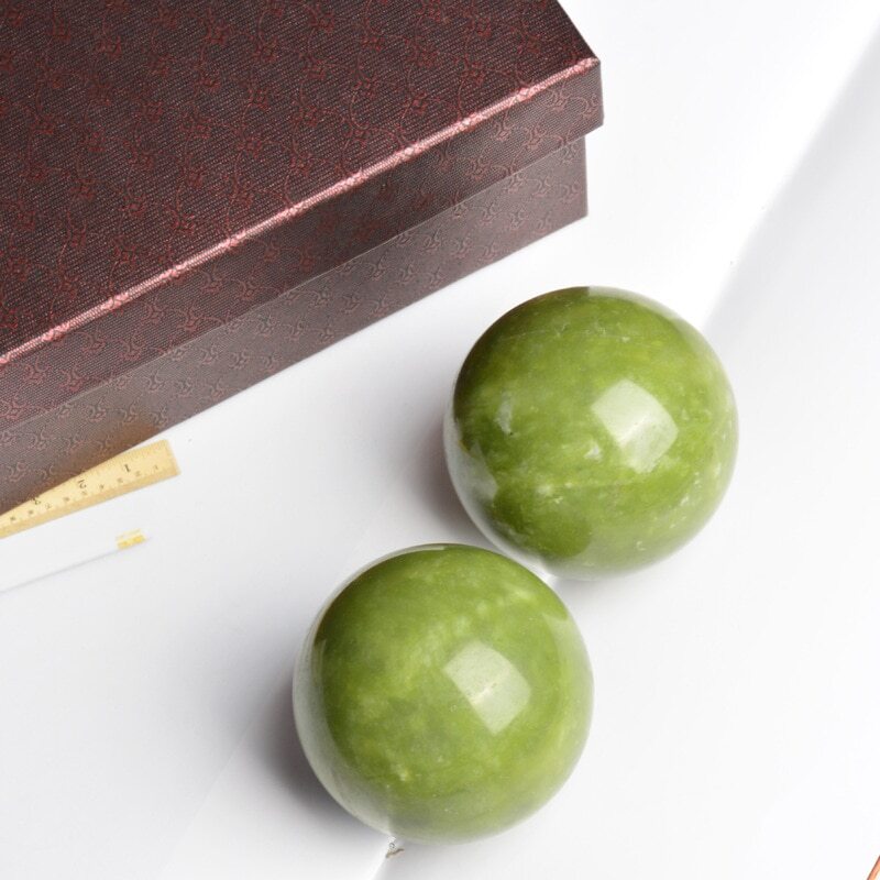 2pcs Natural Jade Stone Massage Ball Smooth Round Foot Hand Massager Health Care
