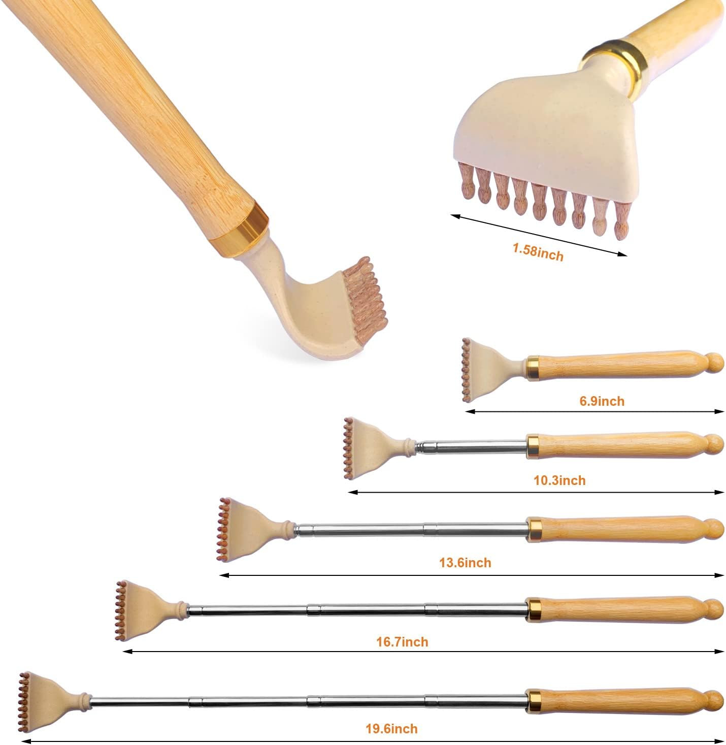 Telescoping Back Scratcher, Portable Extendable Bamboo Back Scratcher for Men Wo