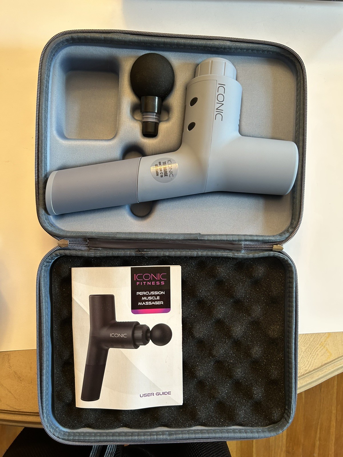 Iconic Fitness Percussion Muscle Massager Gun 4 Heads, 6 Speeds Open Box