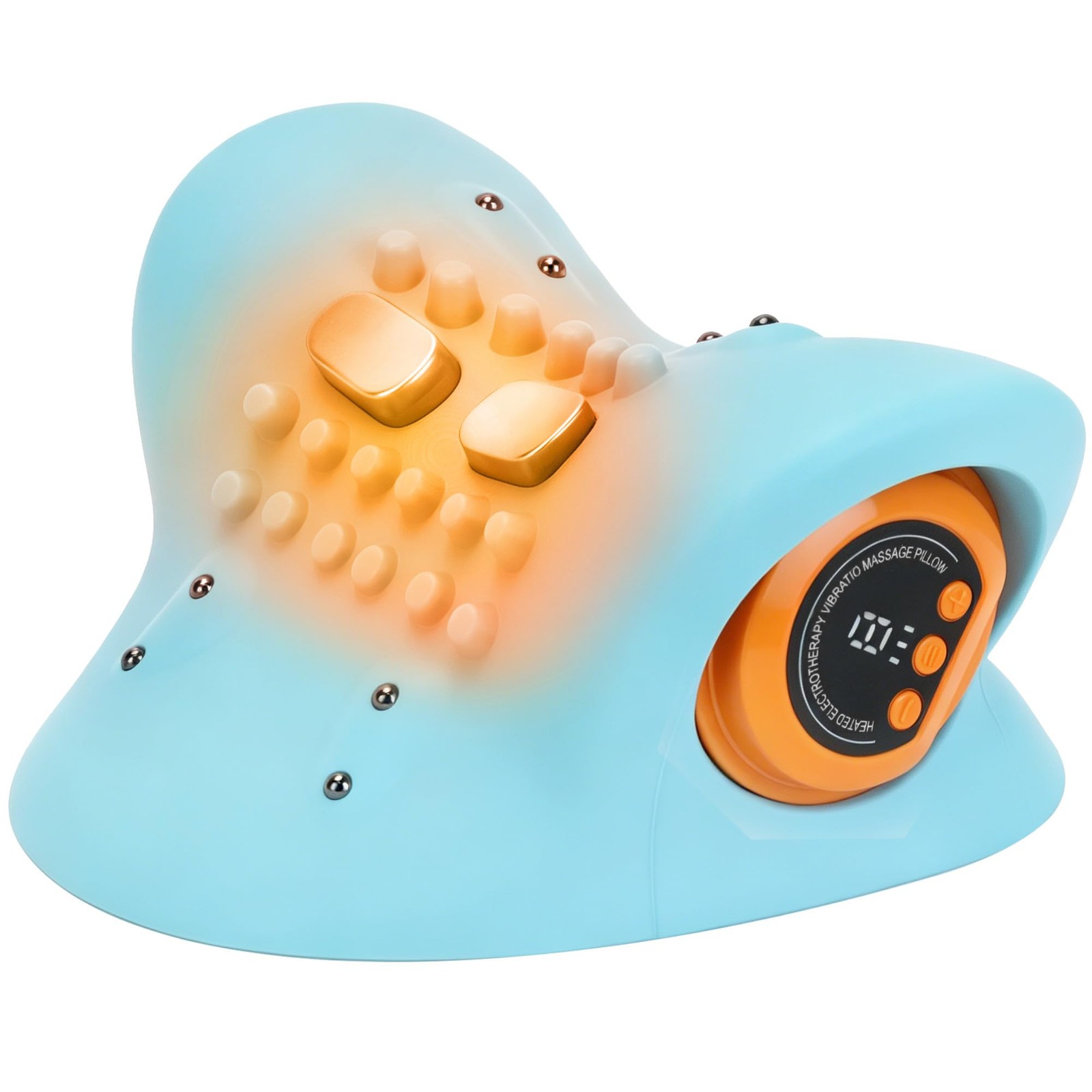 3-in-1 Neck Massager with Heat EMS Pulse Vibration Heating Remote Control Blue