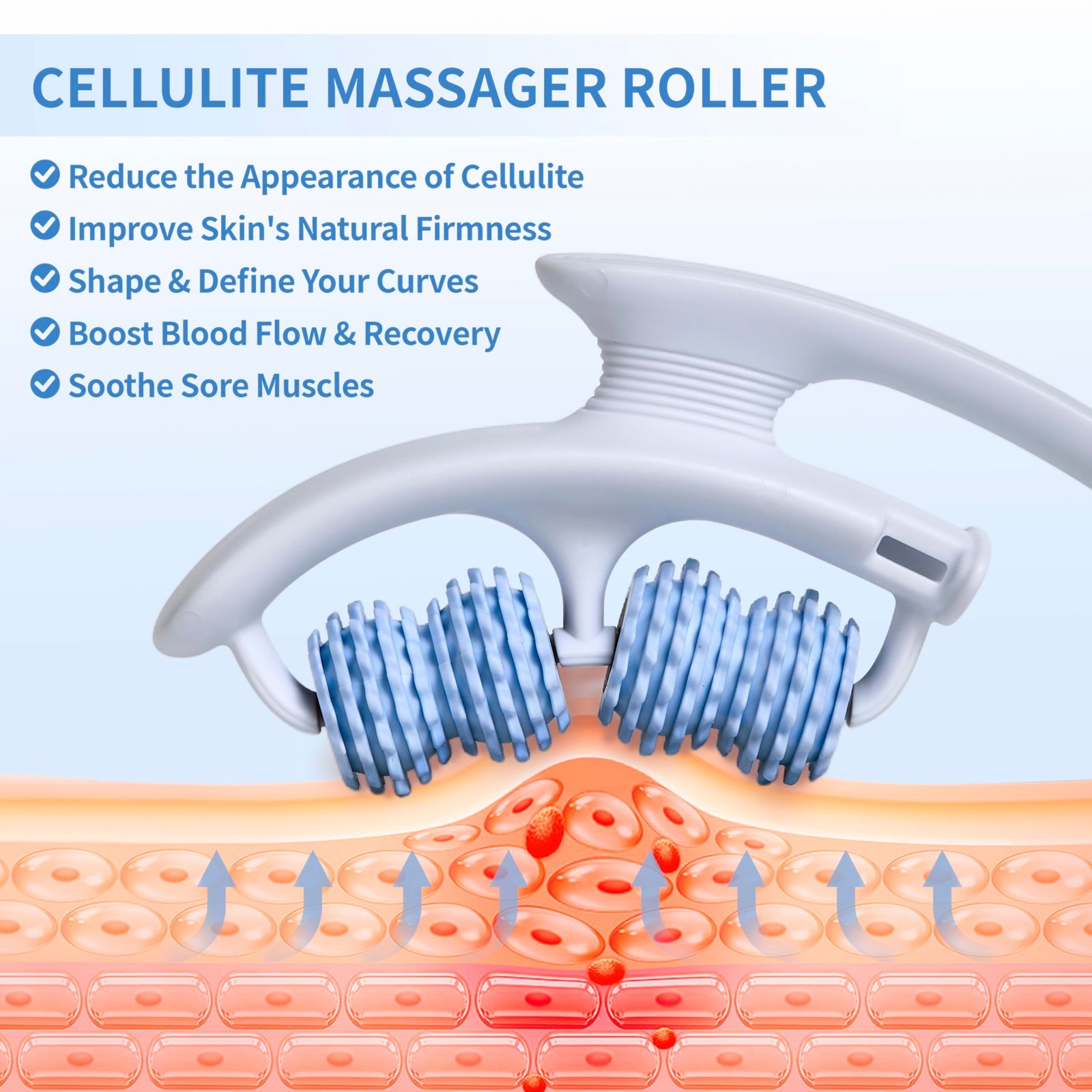Cellulite Massage Roller Tool for Legs, Thighs & Arms – Lymphatic Drainage Massa