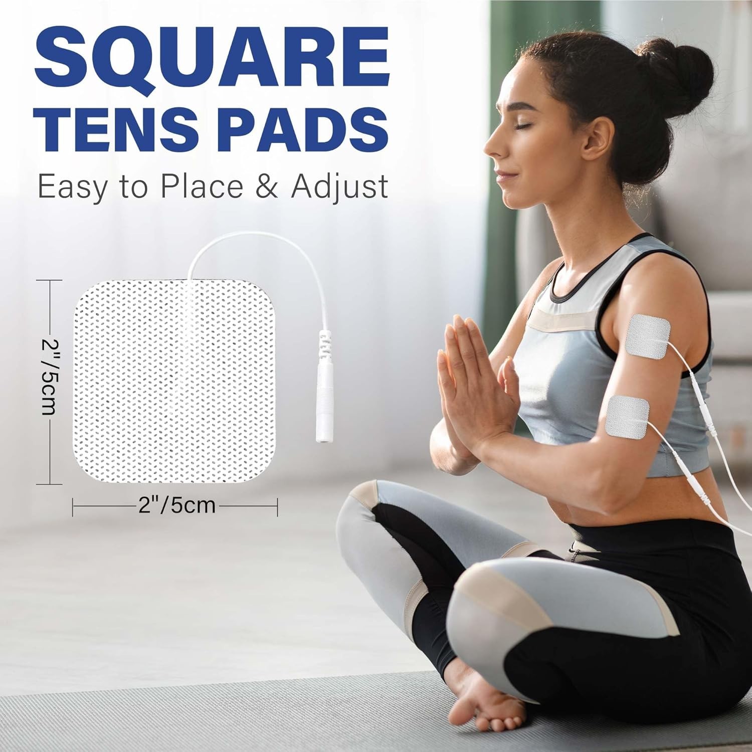 40PCS 2″x2″ Latex-Free TENS Unit Pads – Reusable Electrode Muscle Relief