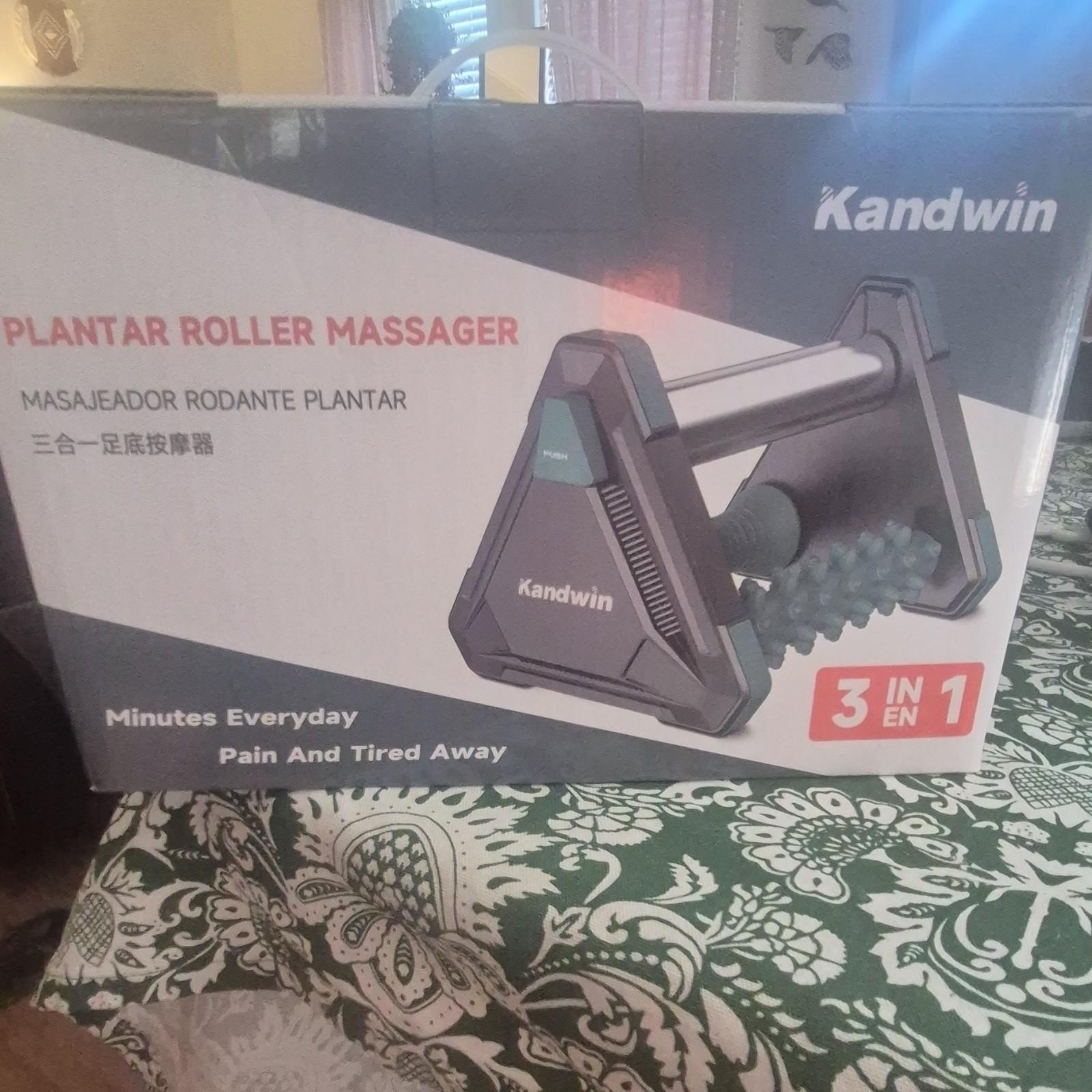 Kandwin 3-in-1 Manual Acupressure Foot Roller Massager, Plastic Black/Gray