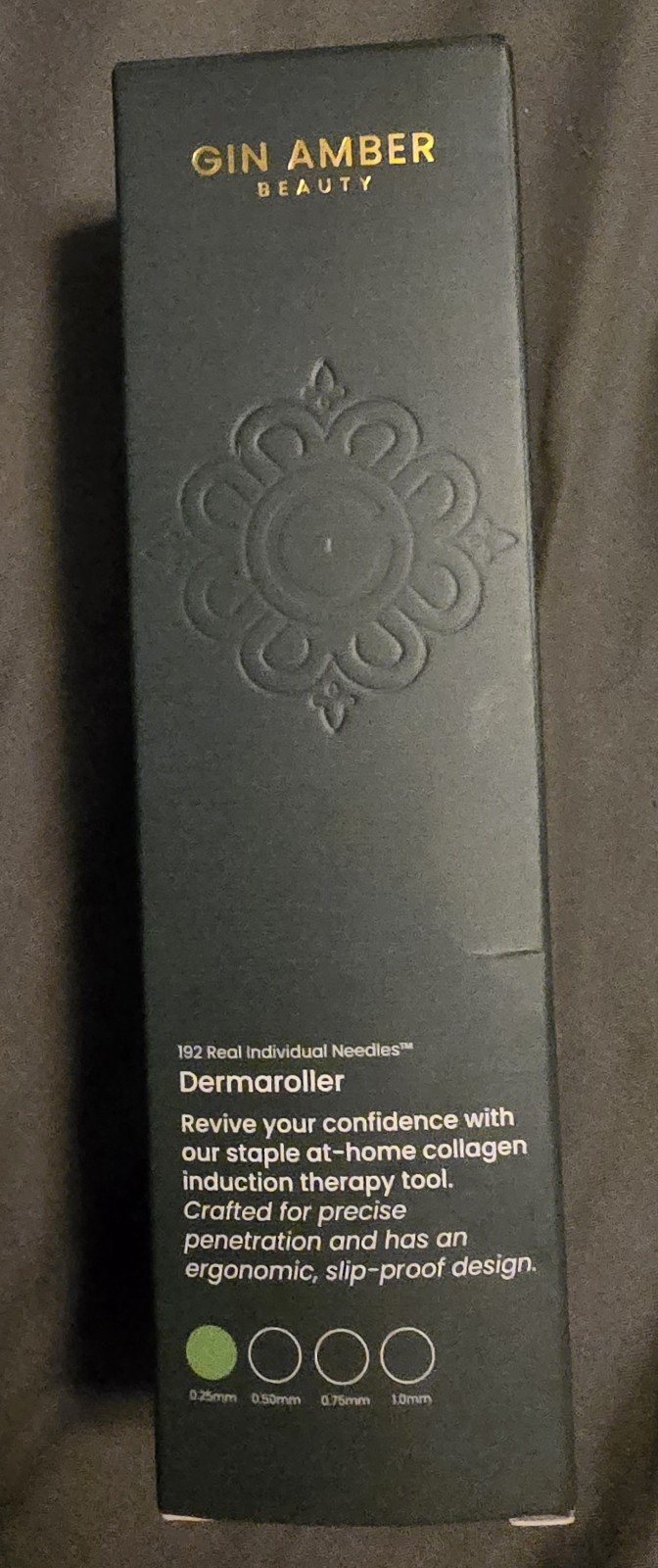 Gin Amber 192-Needle Derma Roller 0.25mm for Face, Beard & Scalp Care. Clear