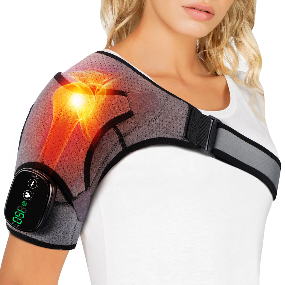 Electric Heated Shoulder Massager with Vibration Massage Brace Joint Pain Relief