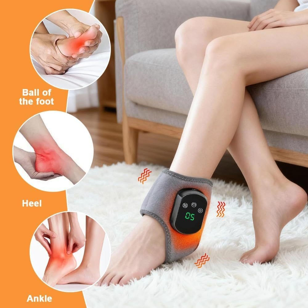 Cordless Foot Ankle Massager Wrist Hand Brace Heating Vibration for Pain Relief