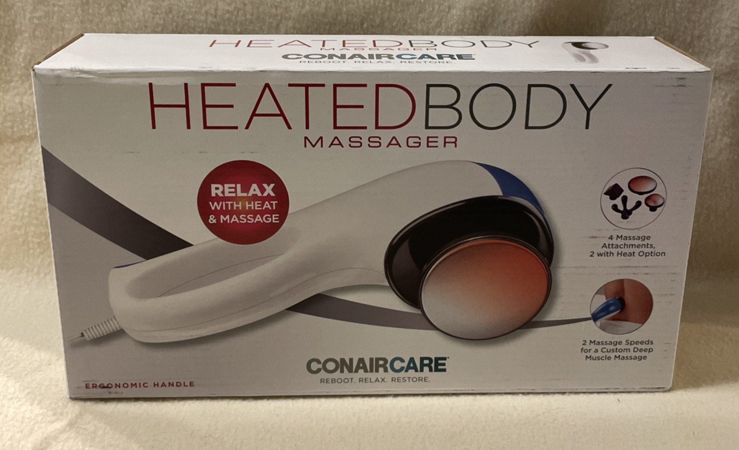 Conair Body Benefits Heated Body Massager 4 Massage Attachments 2 Heat 2 Speeds