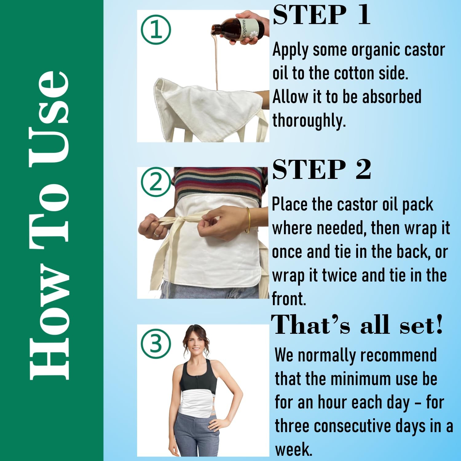 Castor Oil Pack Wrap Organic Cotton for Liver Detox, Stomach, Belly, Reusable…