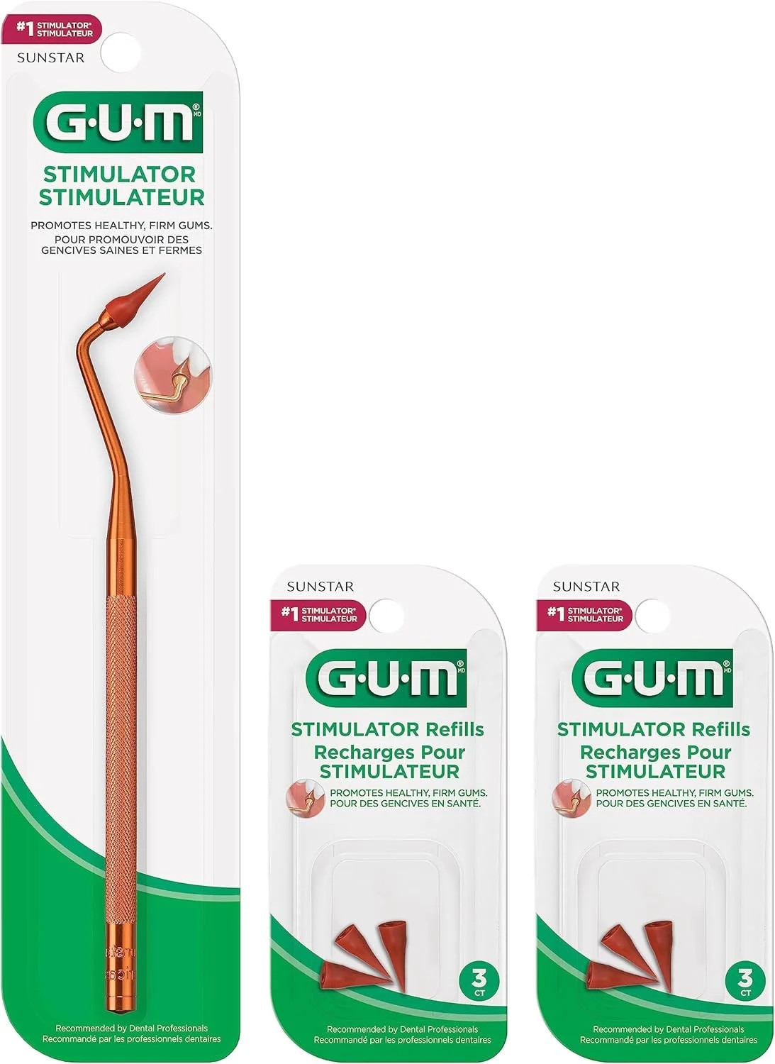 GUM Stimulator Permanent Handle – Long Handled Massager 1 Count (Pack of 3)
