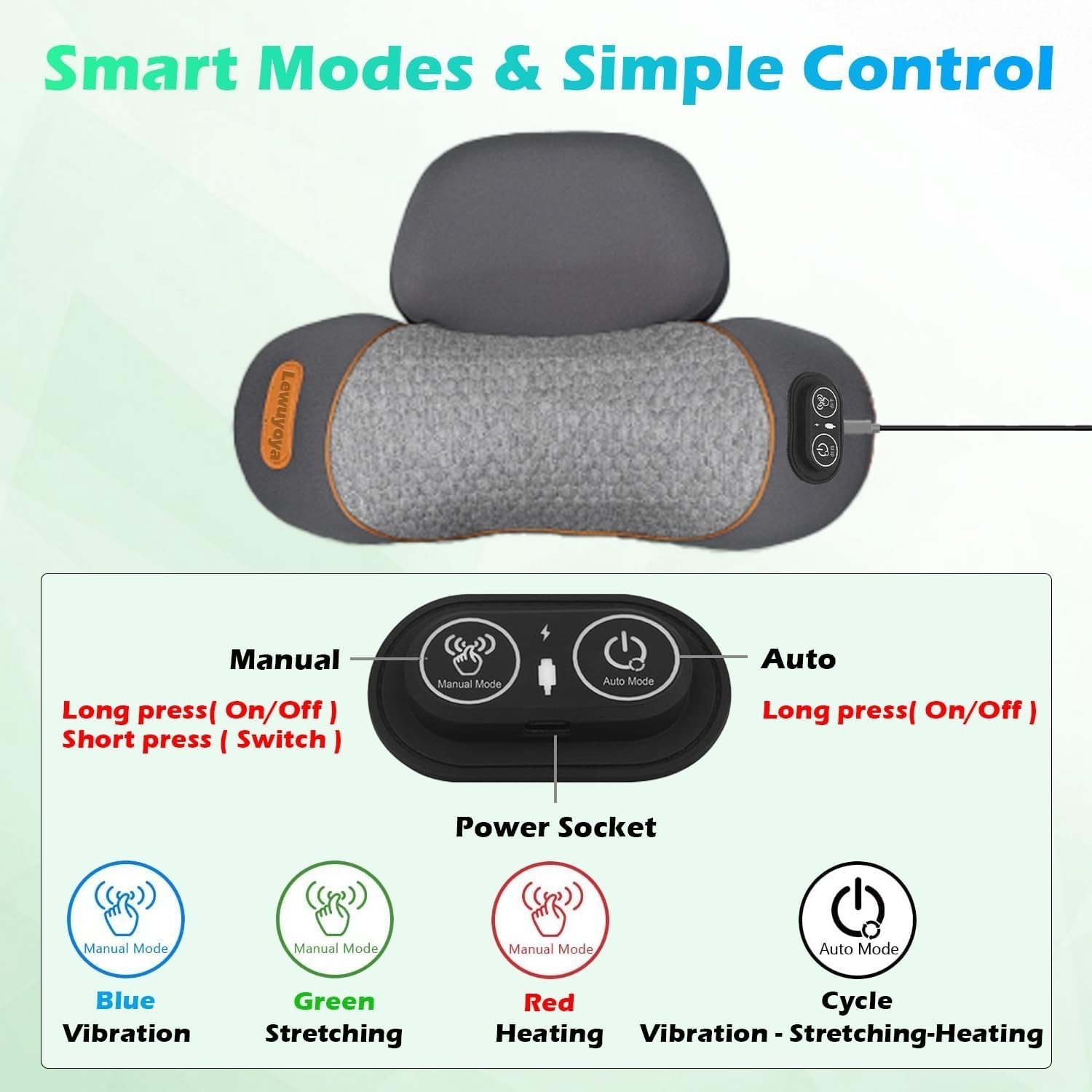 3-In-1 Neck Massager Pillow With Vibration Heating Traction Therapy Pain Relief