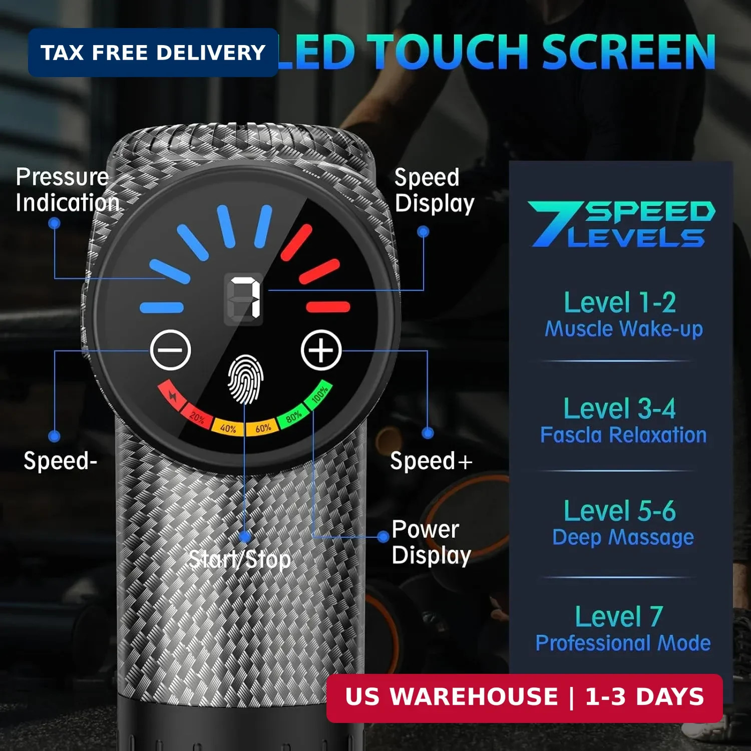 TOLOCO Massage Gun, Deep Tissue Back Massage for Athletes for Pain Relief, Percu