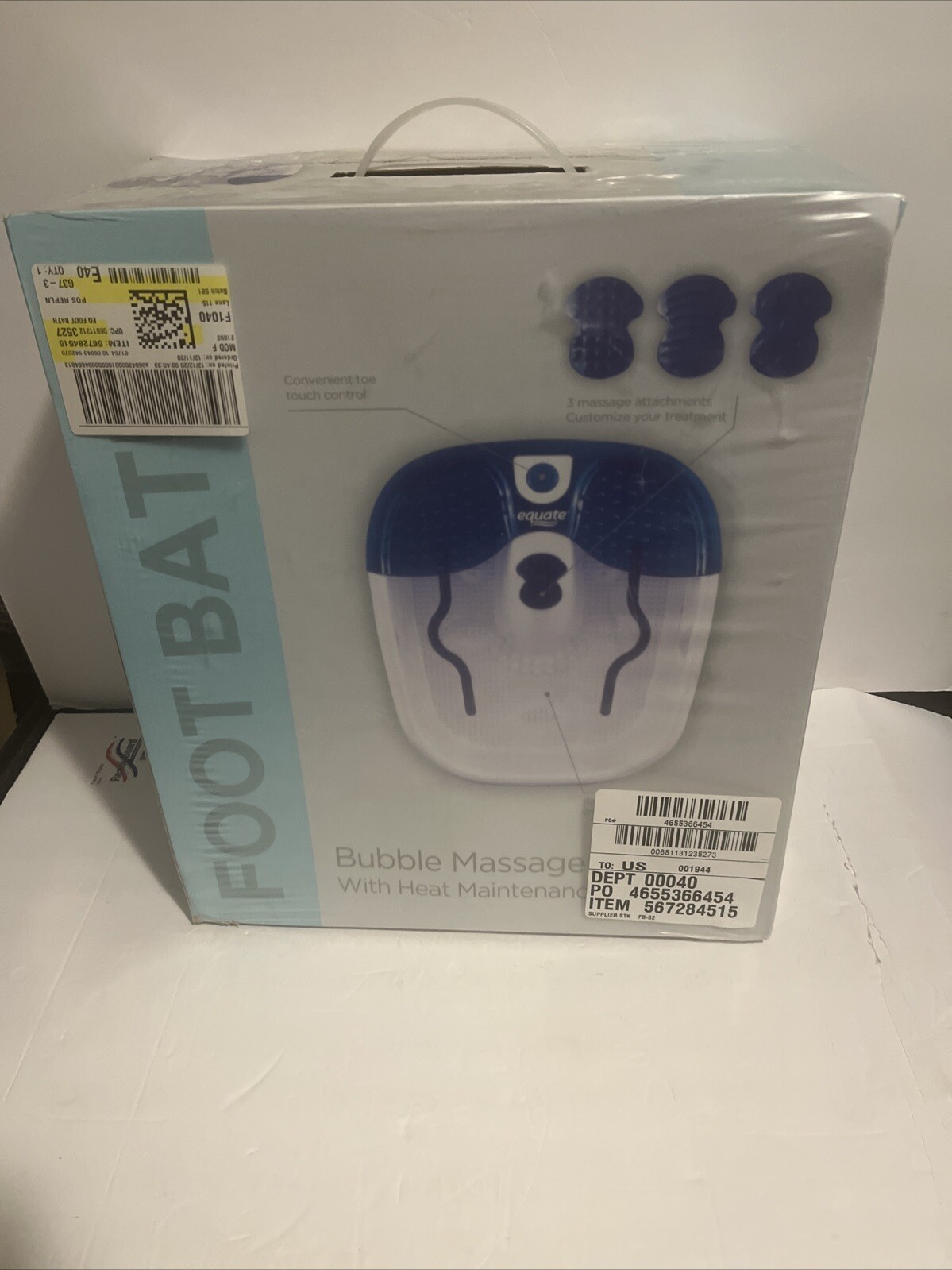 Equate Toe Touch Control Bubble Massage Foot Bath