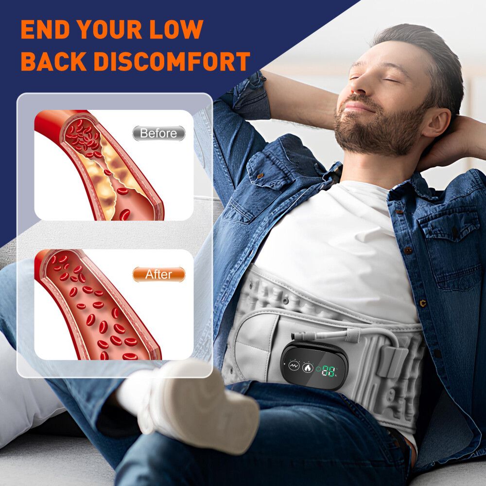 Heating Massage Decompression Belt Lumbar Support for Lower Back Pain Relief USA