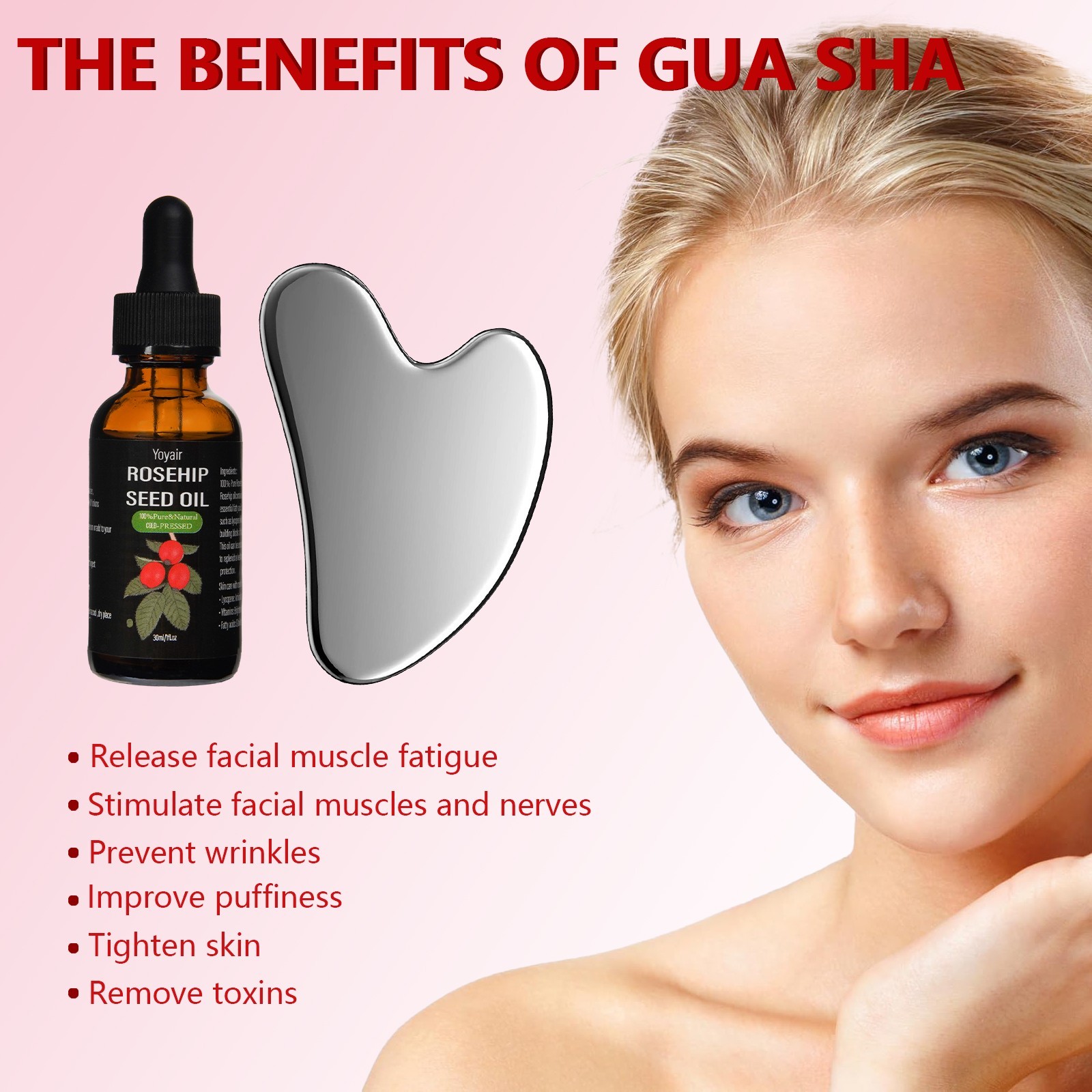 Gua Sha Massage Oil Set Stainless Steel Scraping Tool Face Body SPA Muscle Relie