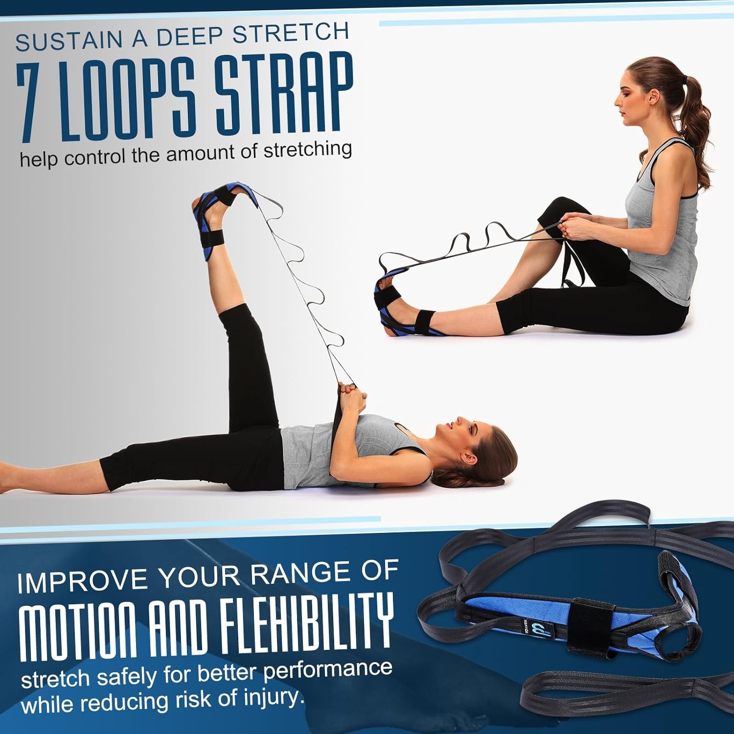 Adjustable Yoga Stretch Strap for Legs – Plantar Fasciitis & Achilles Support