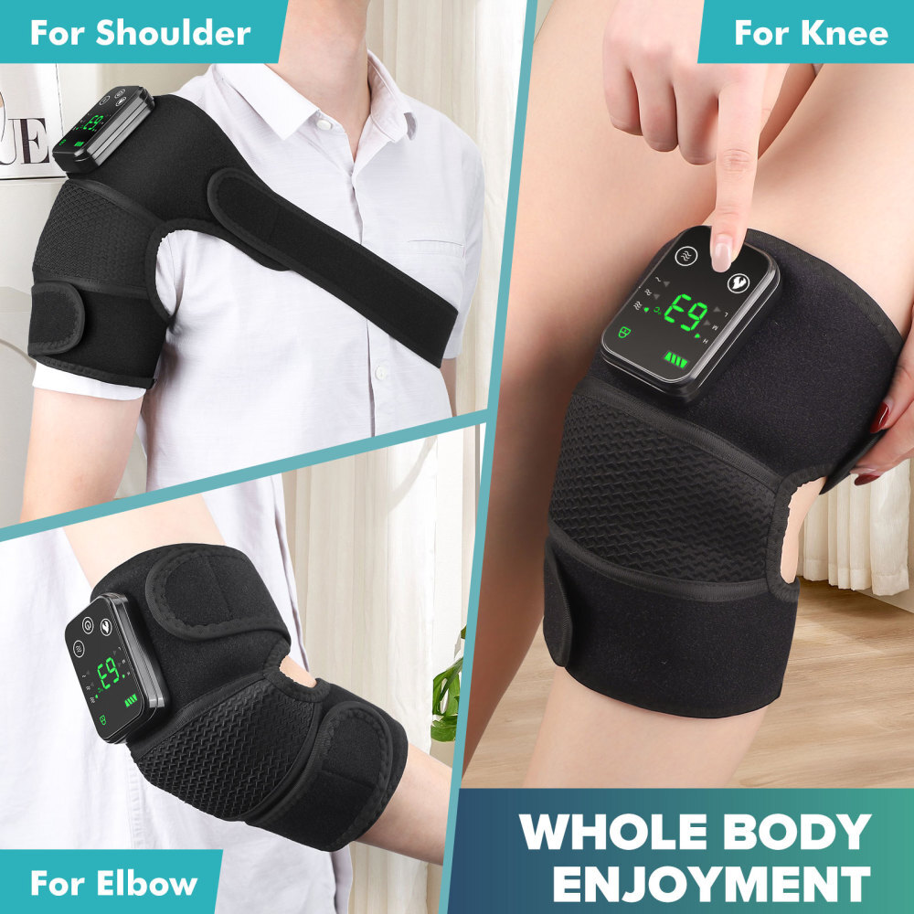1/2x Heated Vibration Massager 3in1 Knee Elbow Shoulder Pad 3 Heating Vibration