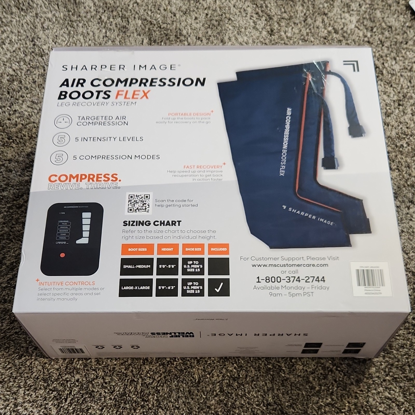 Sharper Image Flex Air Compression Circulation Boots L-XL Blue