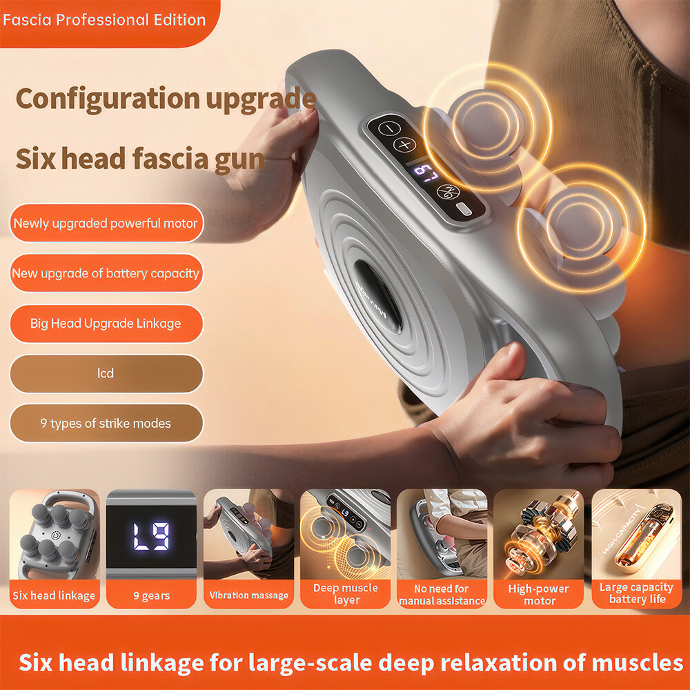 Six-head Fascia Gun Massage Gun Back and Waist Massager Massager Neck Shoulder