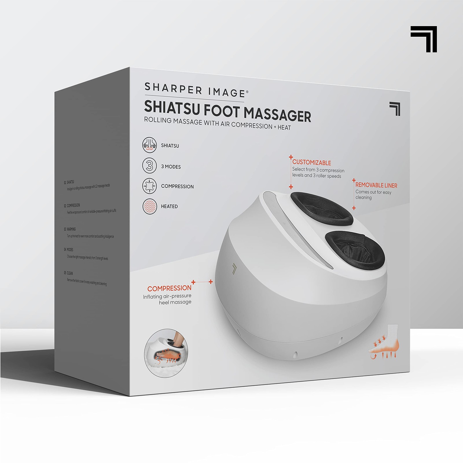 Sharper Image Shiatsu Foot Massager Kneading Compression Tissue Massager For