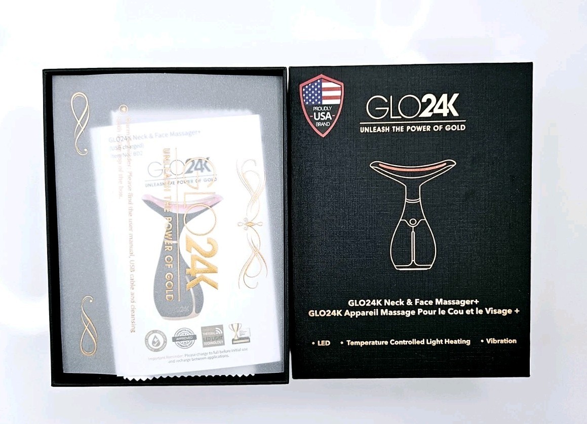 GLO24k Gold Neck And Face Massager-LED, Thermal & Vibration