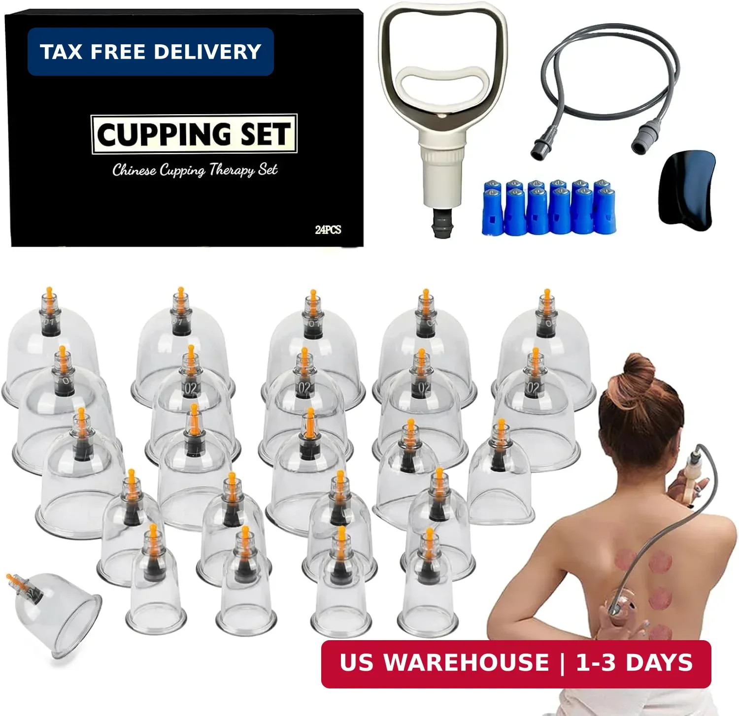 Cupluw Cupping Set, 24 Cups Cupping Kit for Massage Therapy, Chinese Cupping The