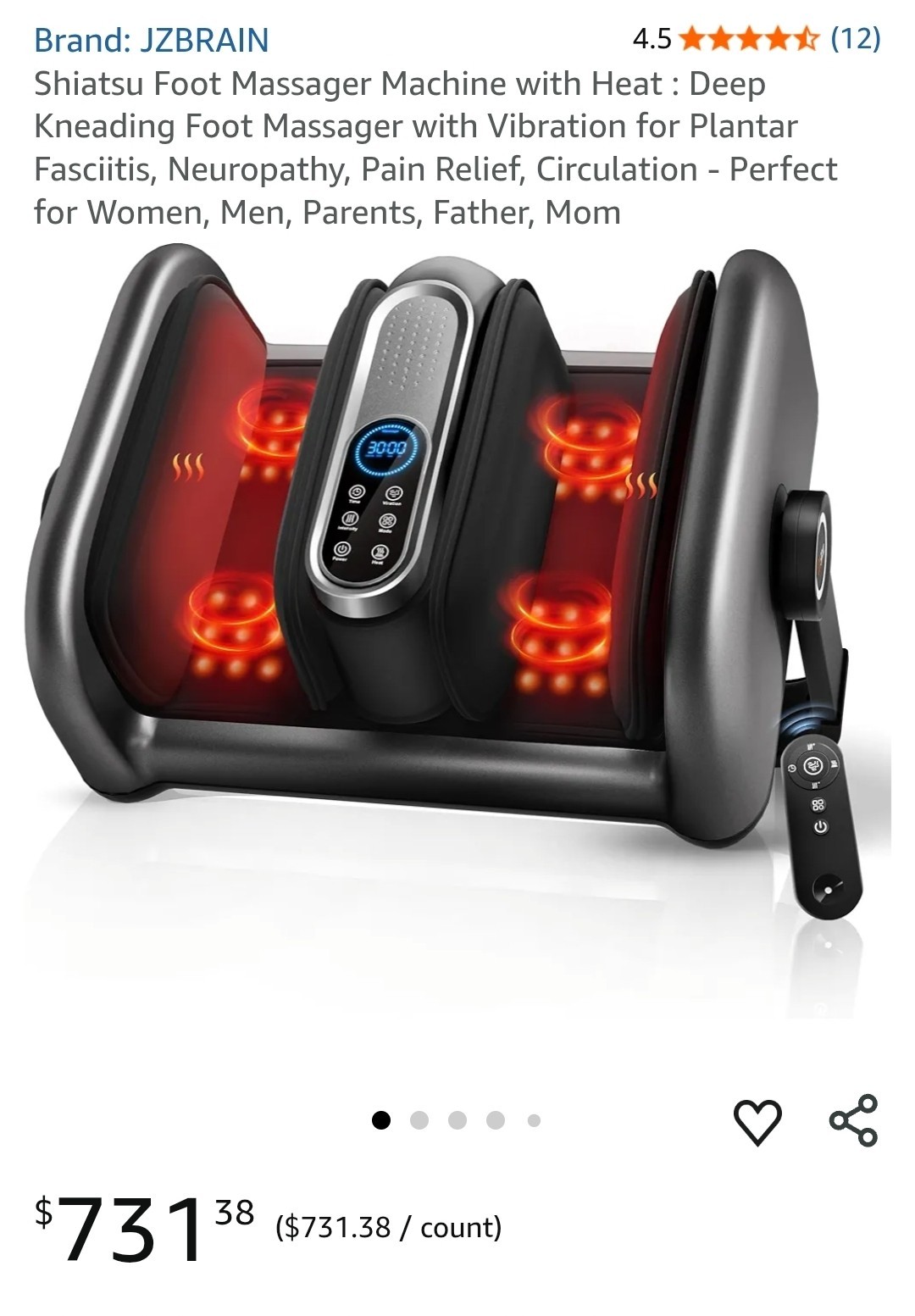 Shiatsu Foot Massager with Heat – Deep Kneading, Vibration for Plantar Fasciitis