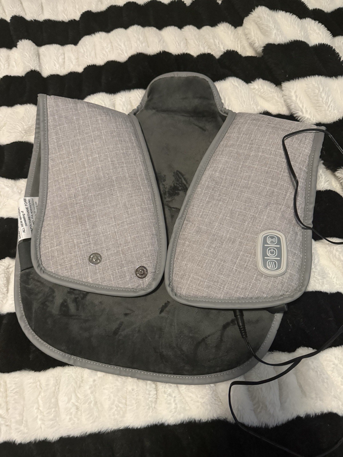 Heated Corded Electric Neck Shoulder Back Massage Wrap Gray Polyester