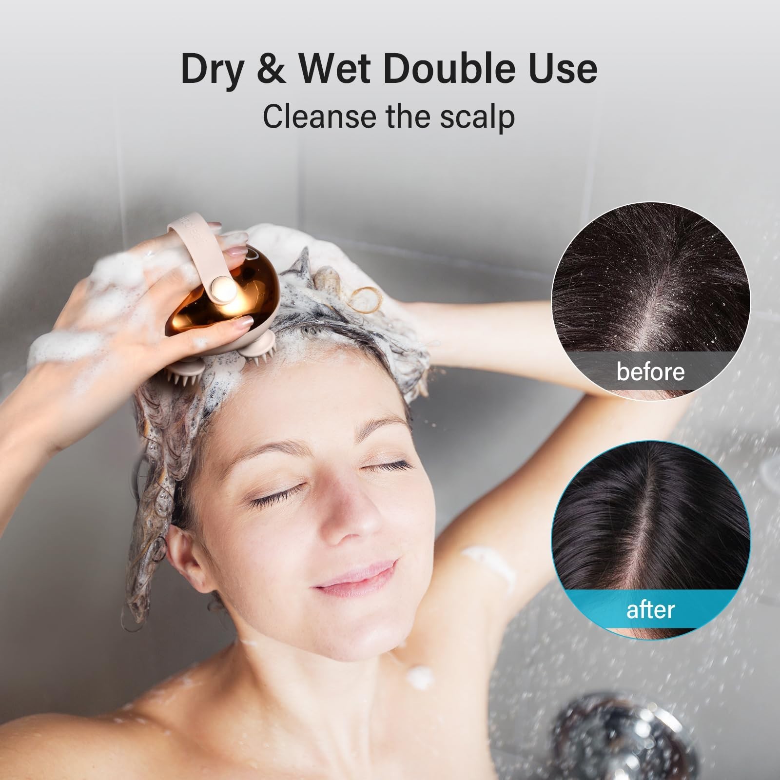 5-in-1 Electric Scalp Massager – Waterproof Head Massager with 128 Nodes & Cat S