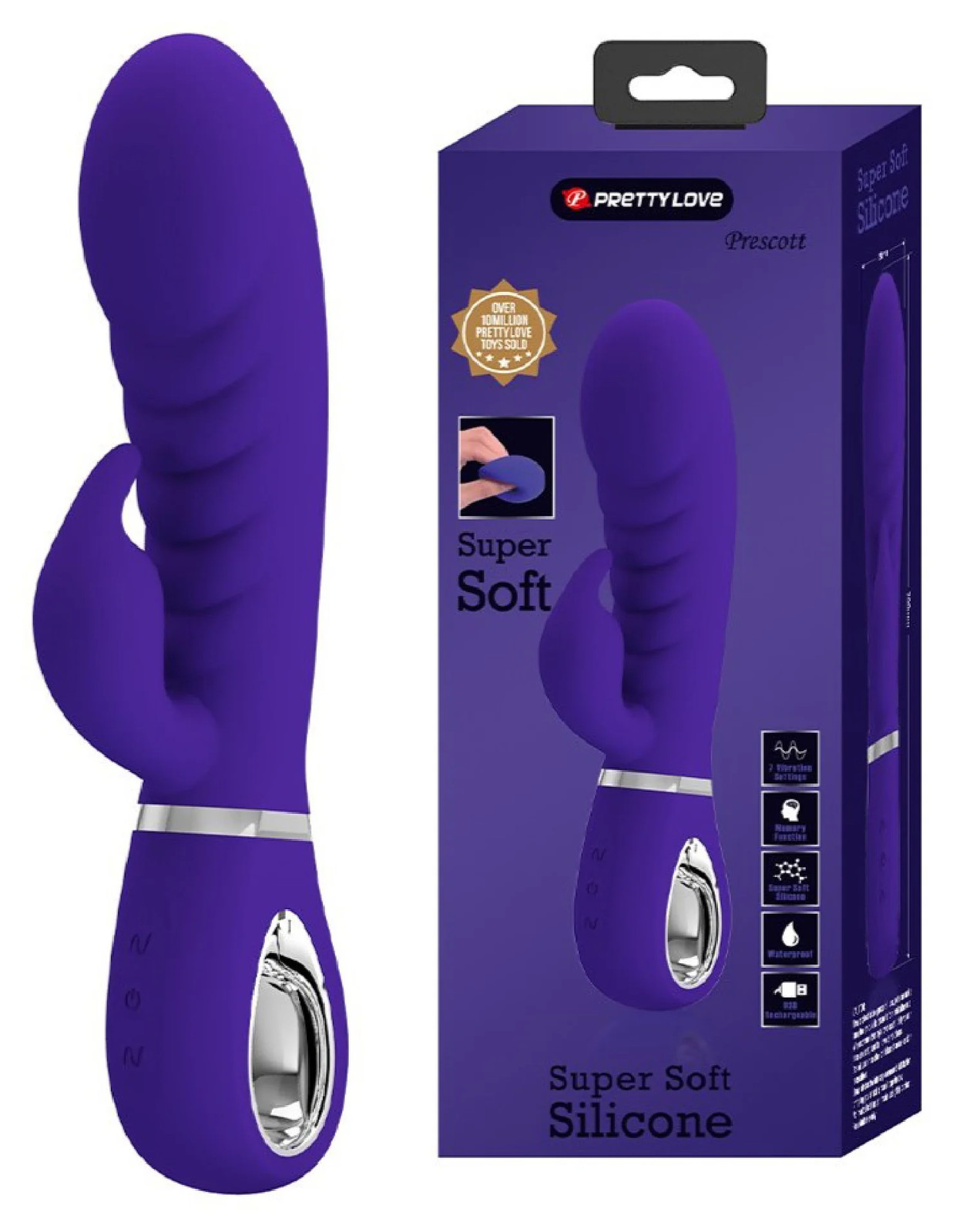 Prescott Super Soft Rabbit Silicone Vibrator – Purple