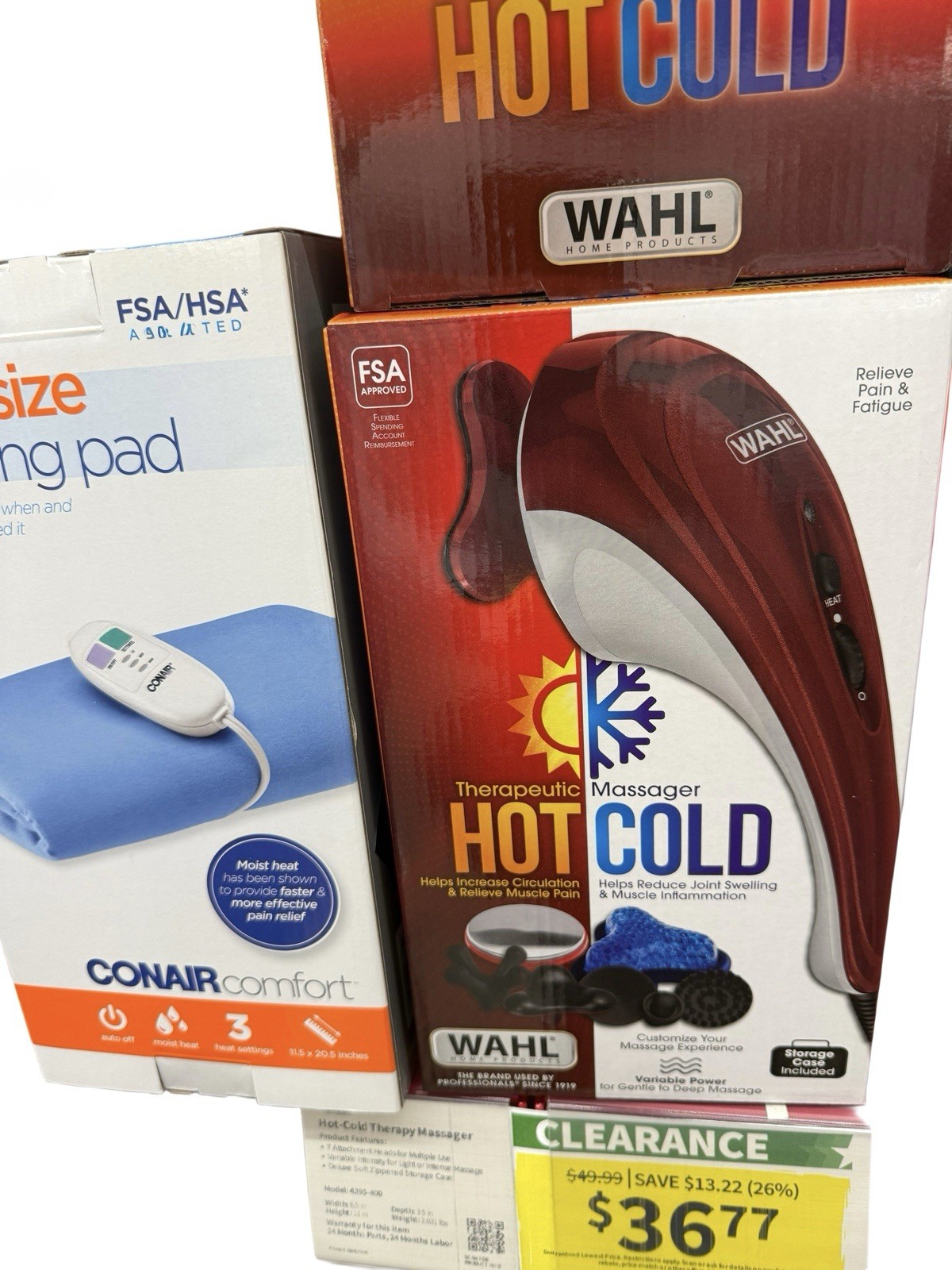 Wahl Hot Cold Therapeutic Massage Wand, 7 Heads, Multispeed, Heated, Red/White