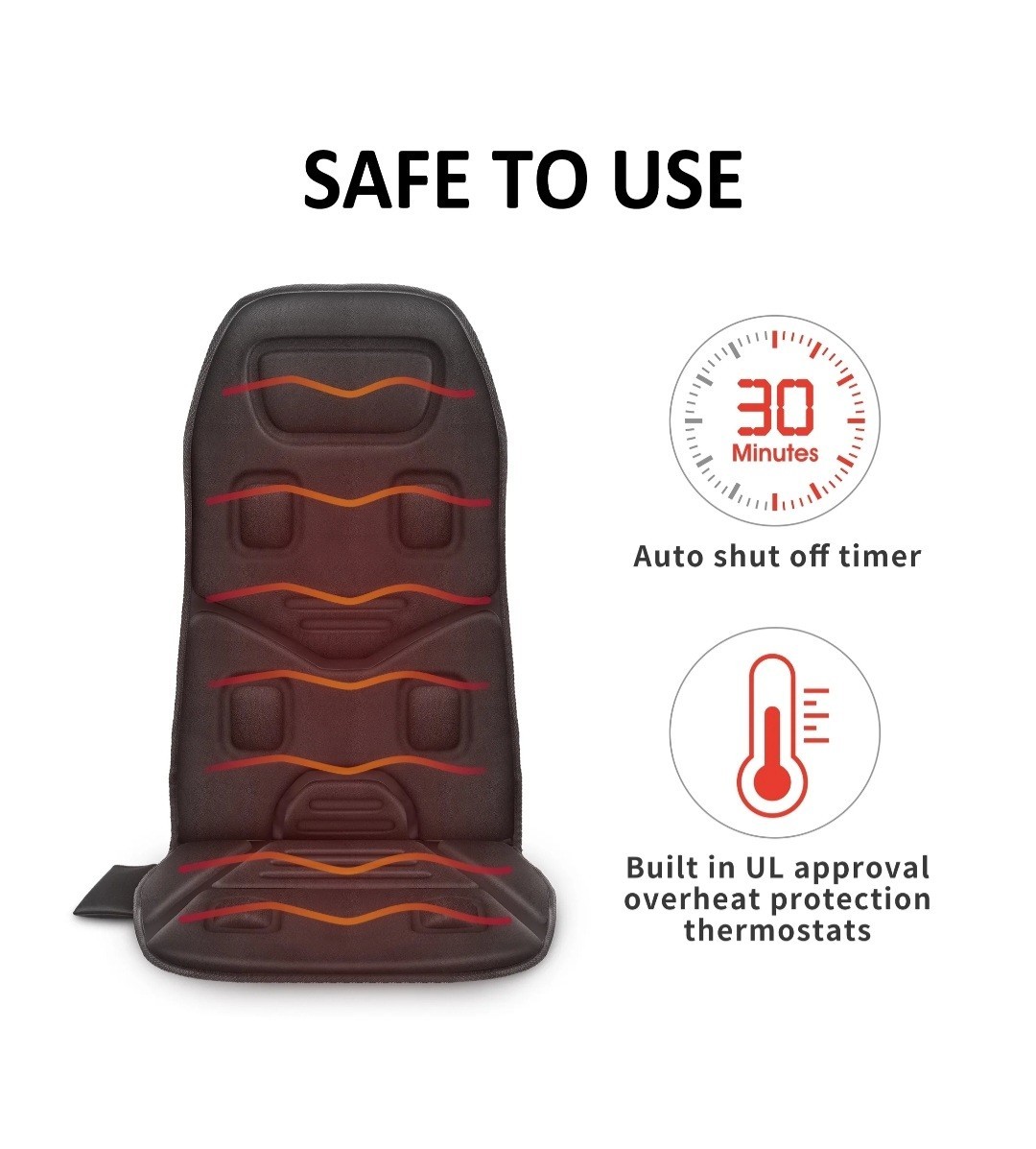 COMFIER Massage Seat Cushion with Heat,Back Massager,10 Vibration Motors,Black