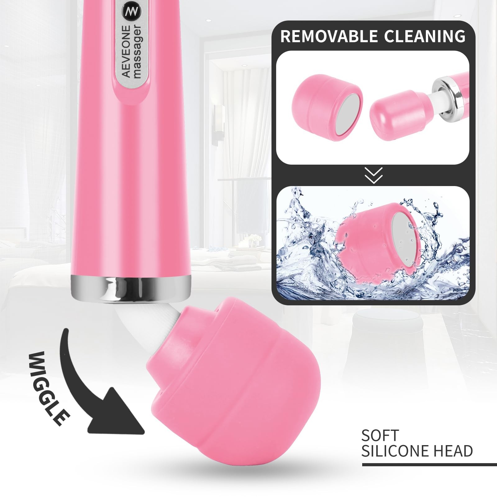 AEVEONE Wired Powerful Handheld Wand Massager, 1 Count (Pack of 1), Pink