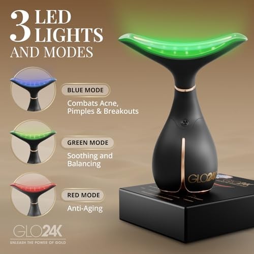 3-in-1 Red Light Facial Massager & Neck Firming Device – LED Vibration Skin Tool